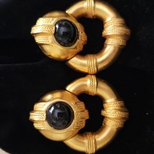 Gold toned vintage clip earrings